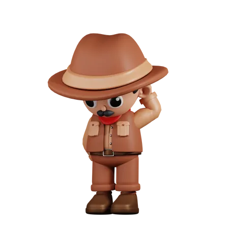 Worried Cowboy  3D Illustration