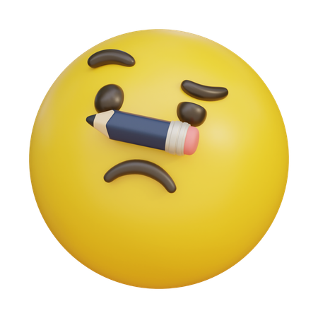 Worried Expression With A Pencil On Its Nose Emoji  3D Icon
