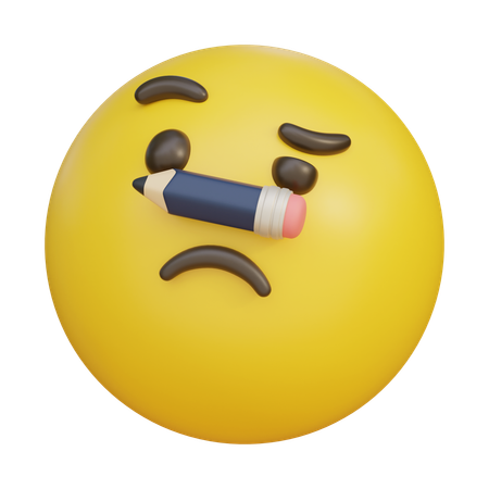 Worried Expression With A Pencil On Its Nose Emoji  3D Icon