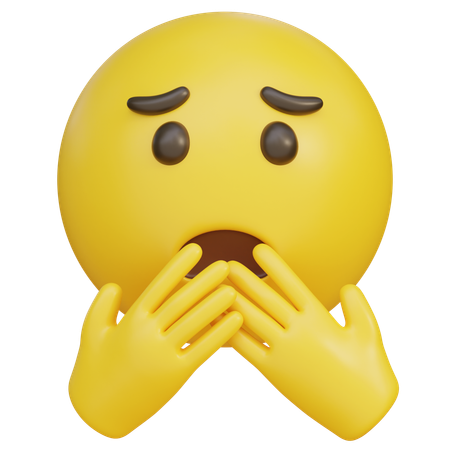 Worried Expression With His Hand Covering His Mouth Emoji  3D Icon