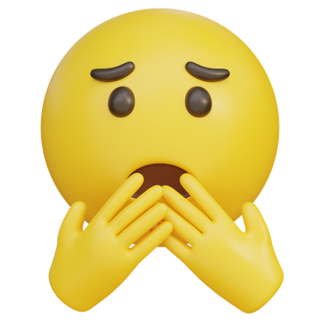 Worried Expression With His Hand Covering His Mouth Emoji  3D Icon