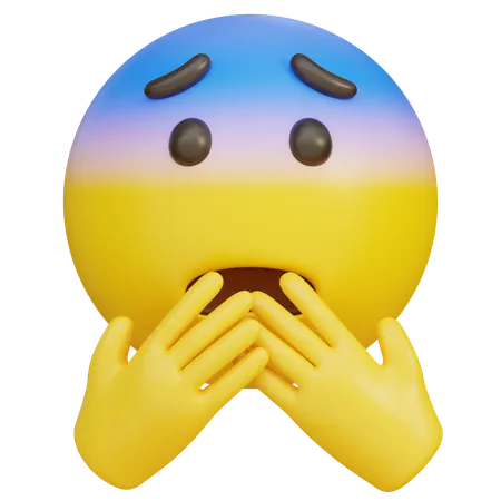 Worried Expression With His Hand Covering His Mouth Emoji  3D Icon