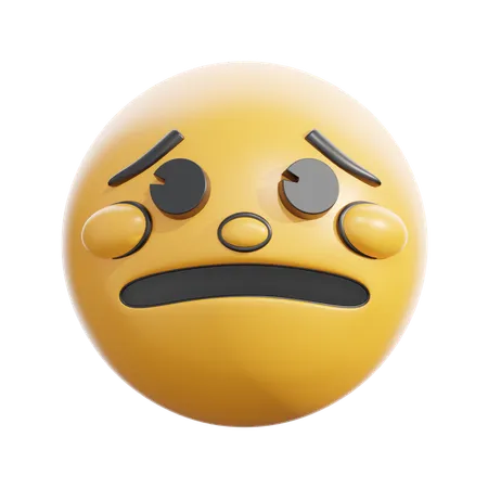 Worried face  3D Icon