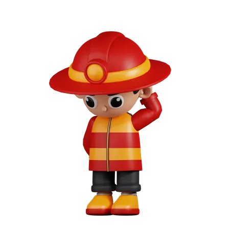 Worried Fireman  3D Illustration