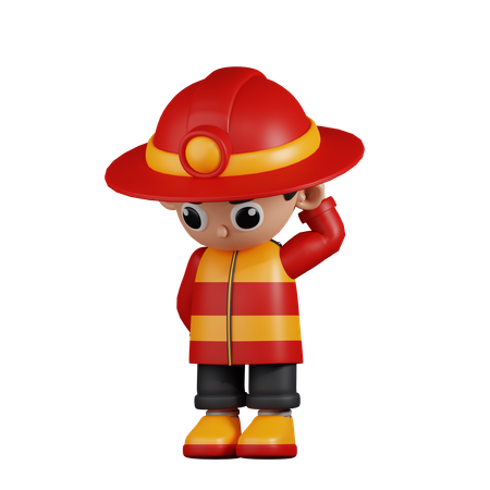 Worried Fireman  3D Illustration