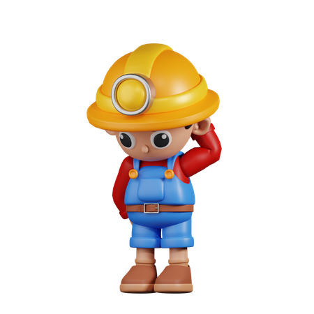 Worried  Miner  3D Illustration