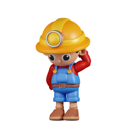 Worried  Miner  3D Illustration