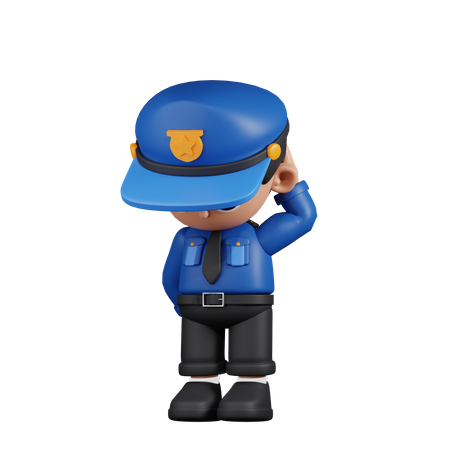 Worried Policeman  3D Illustration