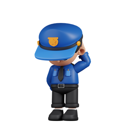 Worried Policeman  3D Illustration