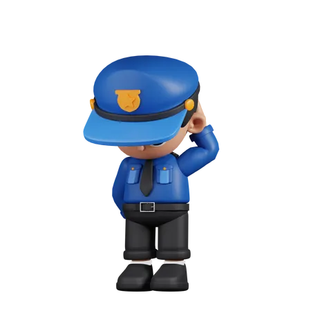 Worried Policeman  3D Illustration