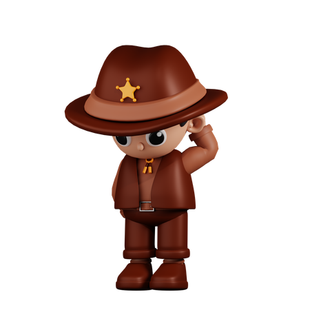 Worried  Sheriff  3D Illustration