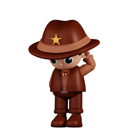 Worried  Sheriff  3D Illustration