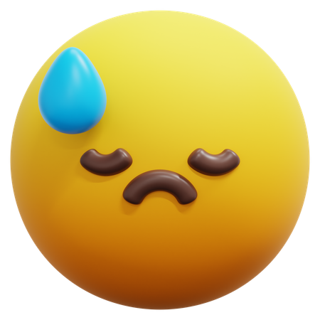 걱정스러운 땀 흘리는 얼굴 이모티콘  3D Icon