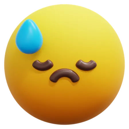 걱정스러운 땀 흘리는 얼굴 이모티콘  3D Icon