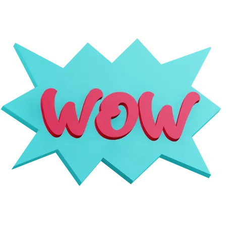 3 D Wow Sticker Text With Transparent Background 3D Icon