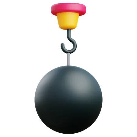 3 D Wrecking Ball On Crane With Transparent Background 3D Icon