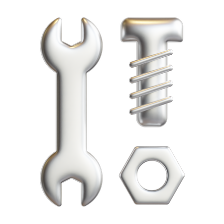 Wrench And Bolt  3D Icon
