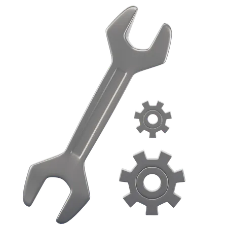 Wrench and gear  3D Icon