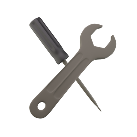 Wrench And Screw Driver  3D Icon