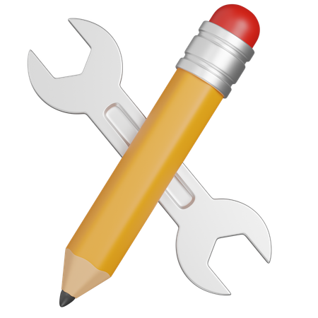 レンチと鉛筆  3D Icon