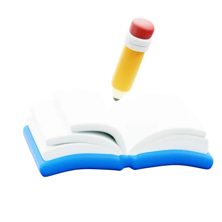 Open Book With Pencil 3D Icon