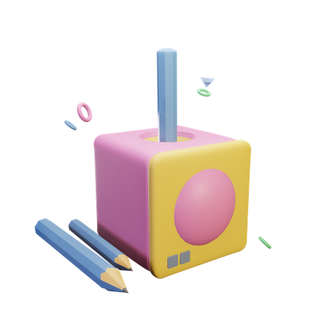 Writing Pencil with Sharpener 3D Icon