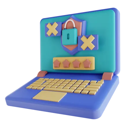 Wrong Laptop Password  3D Illustration
