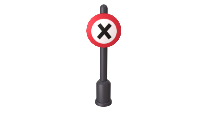 Wrong Way Sign Board  3D Icon