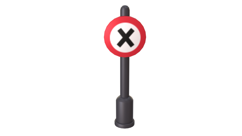 Wrong Way Sign Board  3D Icon
