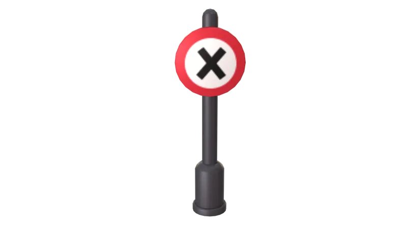 Wrong Way Sign Board  3D Icon