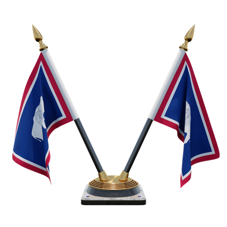 Wyoming Double (V) Desk Flag Stand  3D Icon