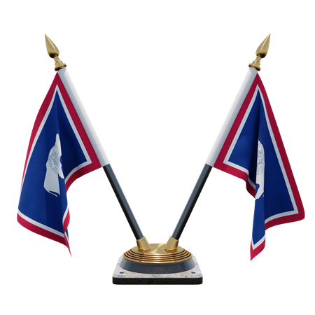 Wyoming Double (V) Desk Flag Stand  3D Icon