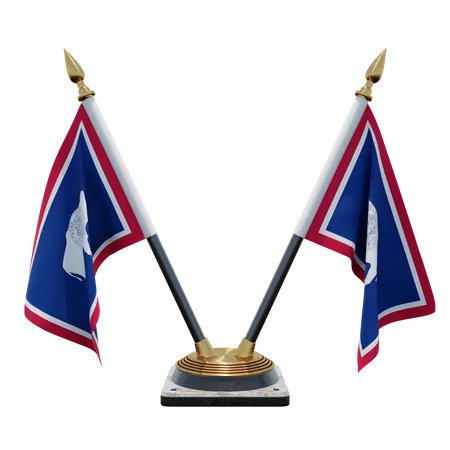 Wyoming Double (V) Desk Flag Stand  3D Icon