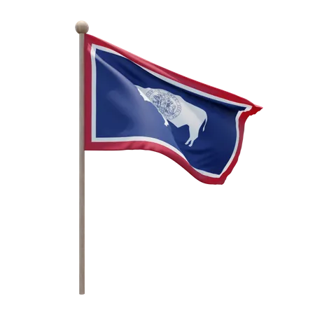 Wyoming Flag Pole  3D Flag