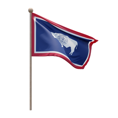 Wyoming Flagpole  3D Illustration