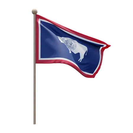 Wyoming Flagpole  3D Flag