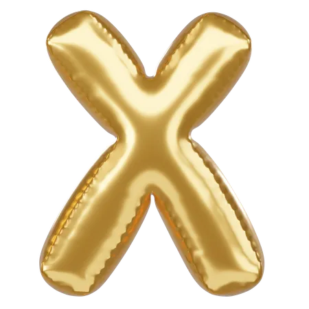 X Alphabet 3 D Illustration In Golden Balloon Style 3D Icon