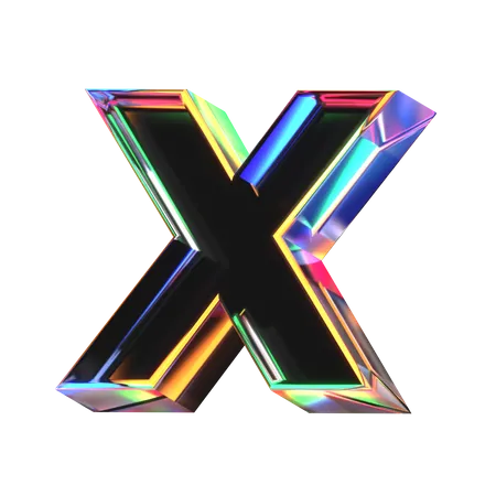 3 D Icon Of A Glass Letter X 3D Icon