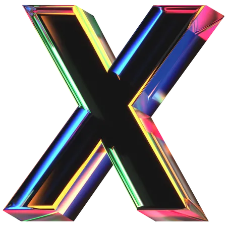 3 D Icon Of A Glass Letter X 3D Icon