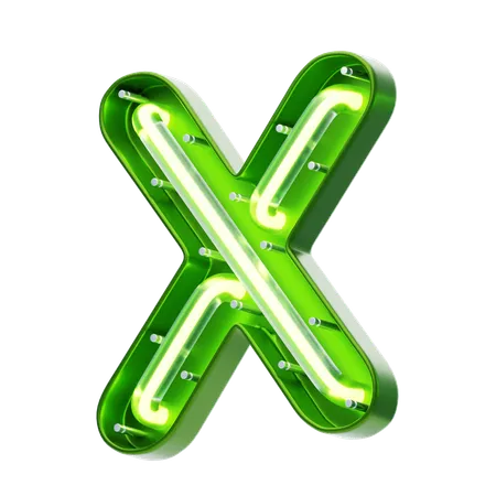 X Letter Shape Neon Text  3D Icon