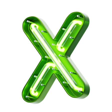 X Letter Shape Neon Text  3D Icon