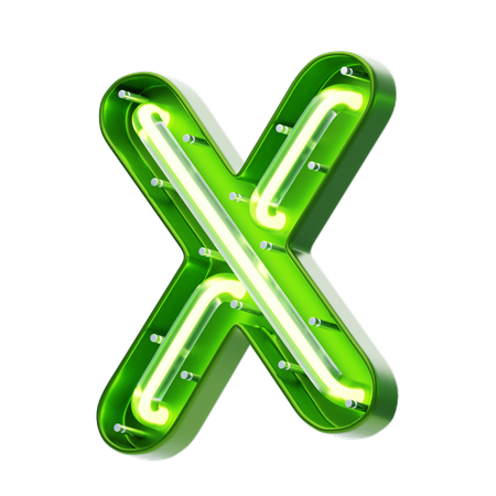 X Letter Shape Neon Text  3D Icon