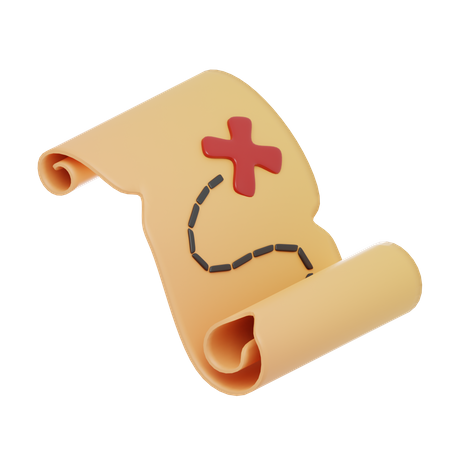 X marca mapa do tesouro  3D Icon