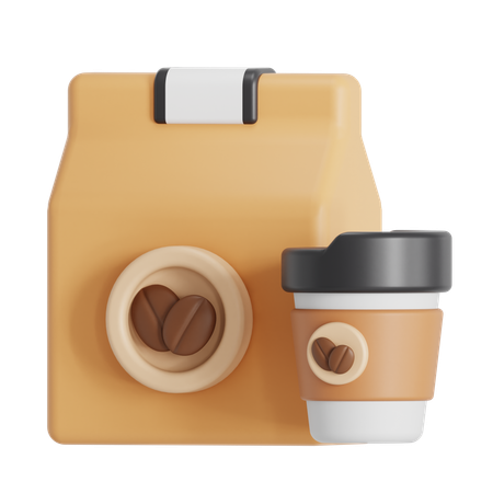 Xícara de café e pacote  3D Icon