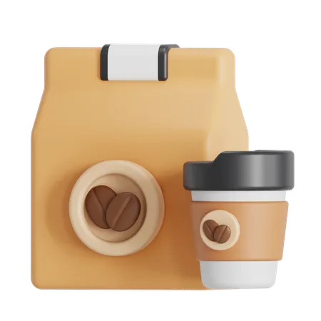 Xícara de café e pacote  3D Icon