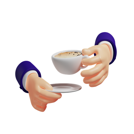 Xícara de café nas mãos  3D Illustration