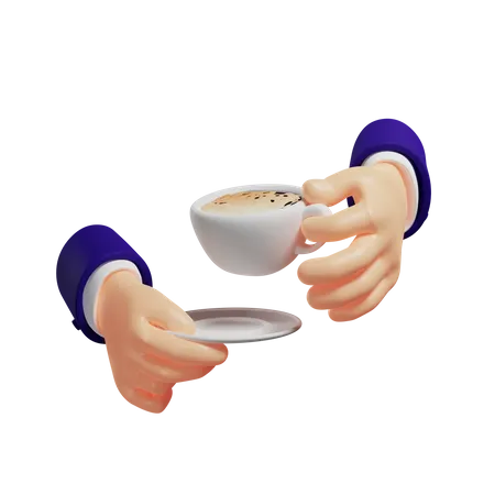 Xícara de café nas mãos  3D Illustration