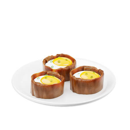 Xícaras de bacon e ovo  3D Icon