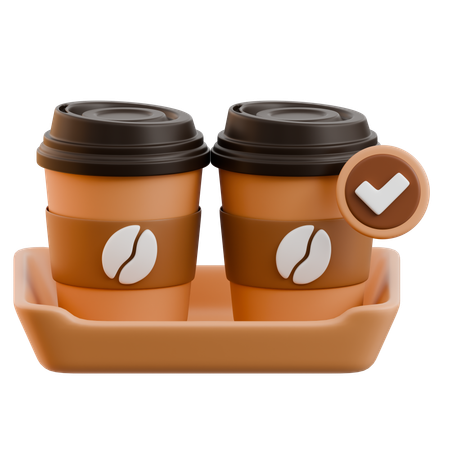 Xícaras de café com bandeja  3D Icon