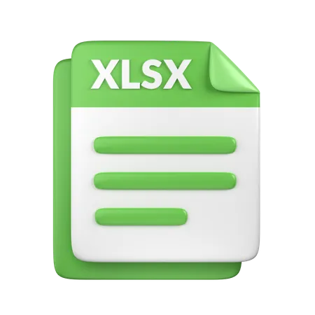 3 D XLSX File Icon 3D Icon